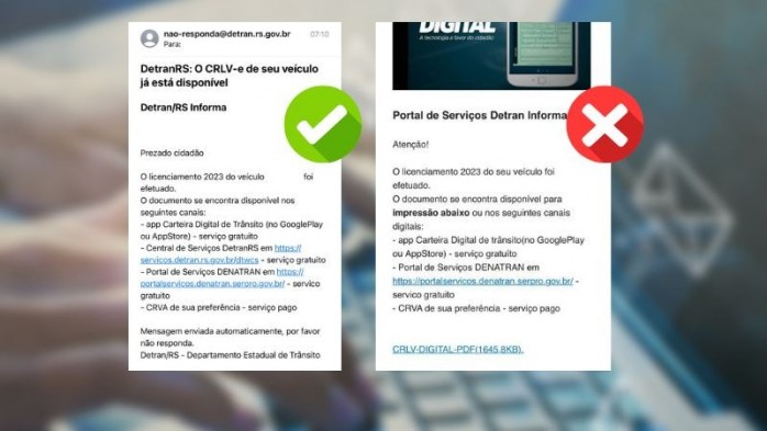 DetranRS alerta para golpe do licenciamento por e-mail